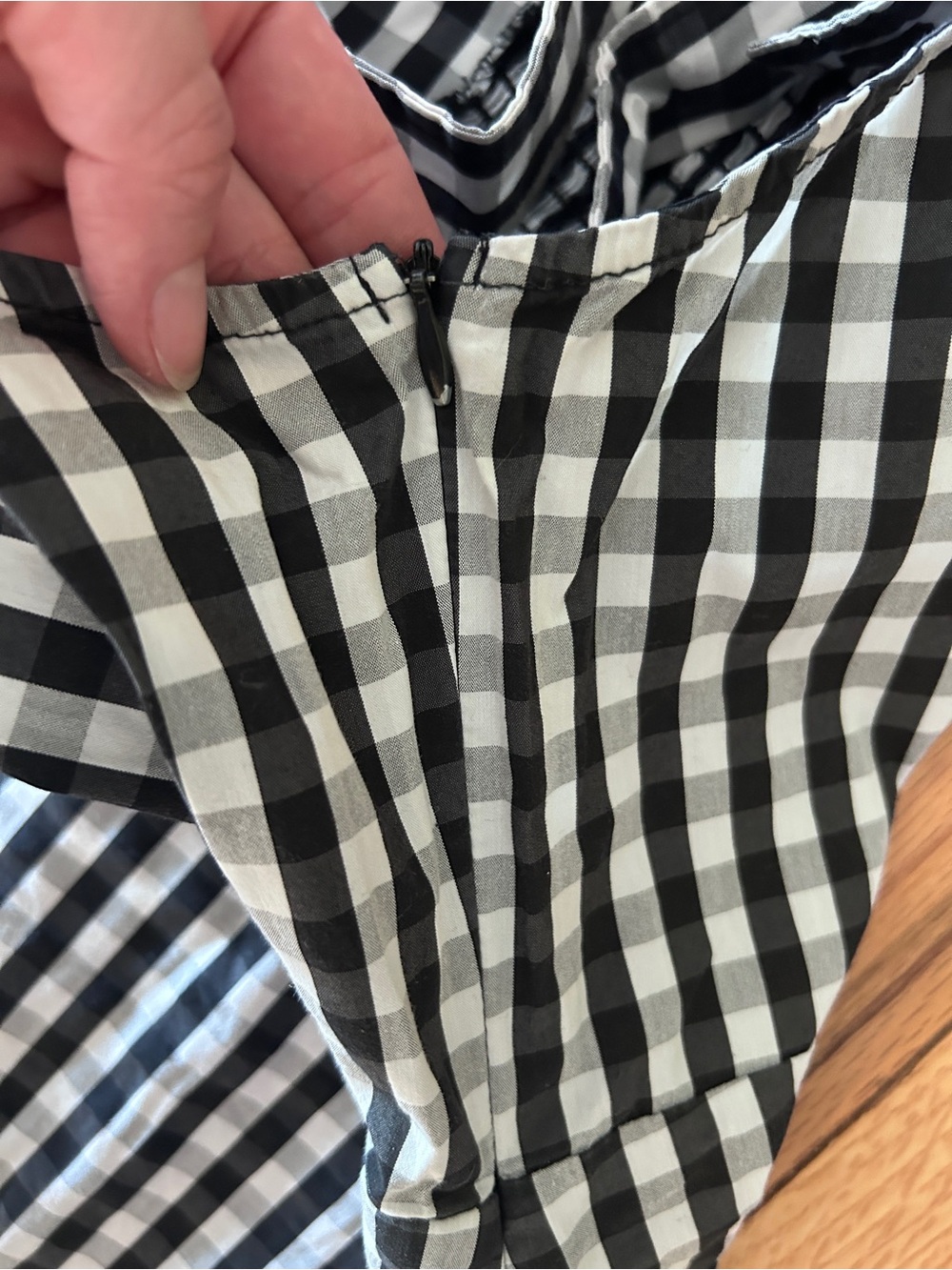 Gingham Square Neck Sundress in Navy and White - Picture 6 of 9